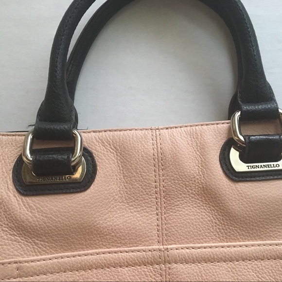 Cute Pink/Dark Navy Leather Tignanello Hangbag - Picture 4 of 5